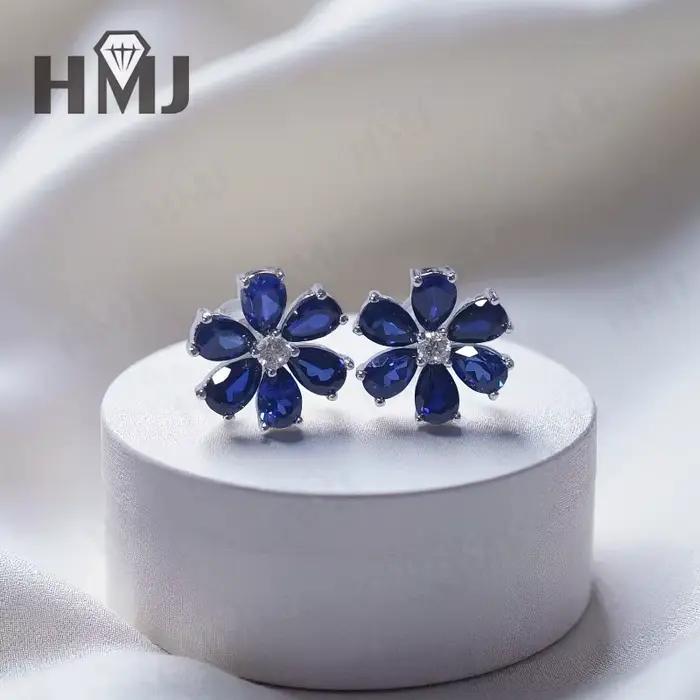 Boucles d'oreilles en pierres précieuses taille poire, rubis/saphir/Padparacha, bijoux éblouissants VVS1 pour femmes, cadeau de vacances pour noël, pâques
