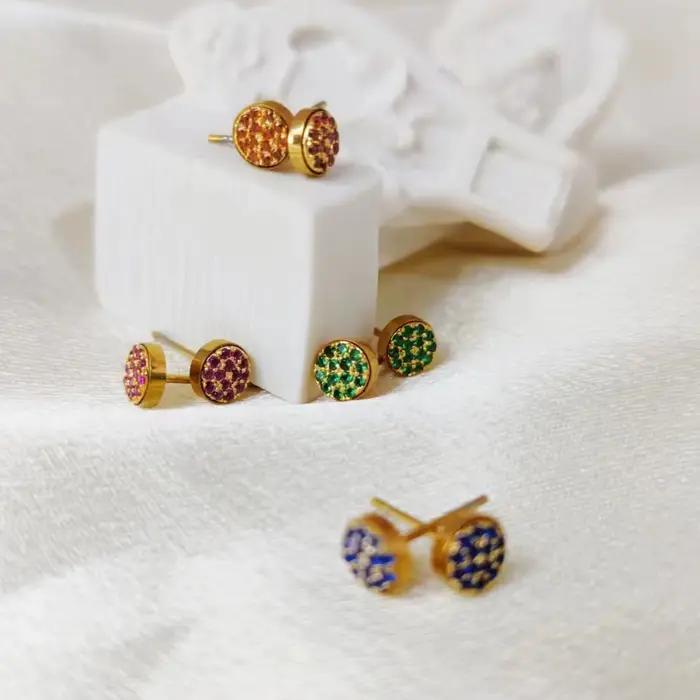 EManco Nouvelles Boucles d'Oreilles Perforées Pierre de Naissance en Zirconium, Bijoux en Acier Inoxydable, Cadeau d'Anniversaire