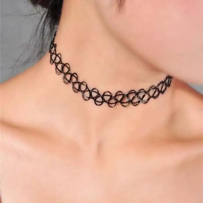 Tour de Cou de Tatouage Noir Rétro des Années 90, Collier Vintage, artificiel astique, Gothique, Livraison Gratuite