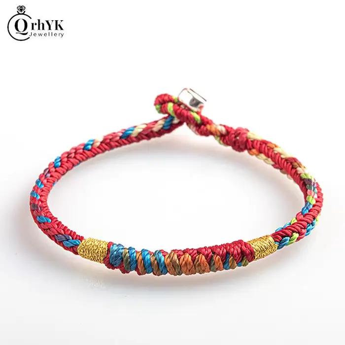 Bracelet Tibétain Fait à la Main en Fil Coloré pour Homme et Femme, Breloque Porte-Bonheur, Corde, Nministériels ds Rouges, 1 Pièce