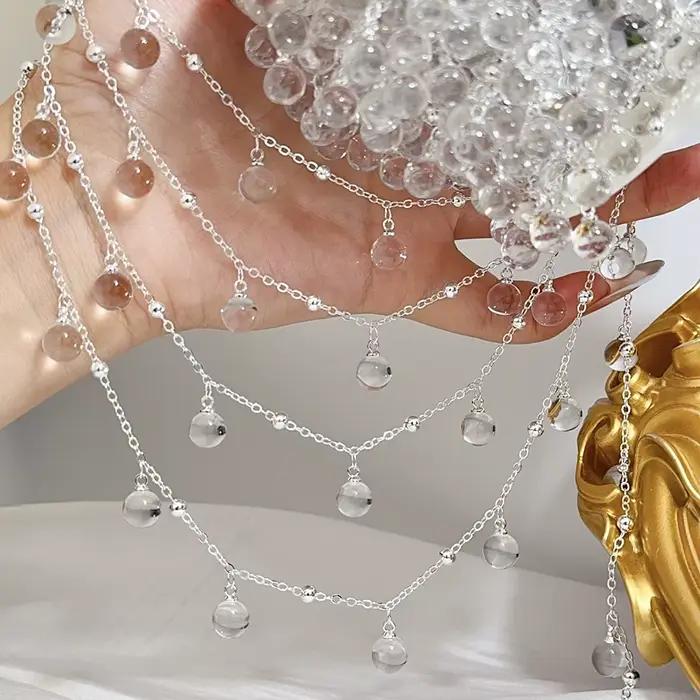 Pendentif en perles de verre rondes transparentes avec chaîne en métal pour créer des colliers et bracelets élégants pour femmes occasions spéciales