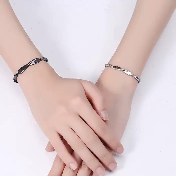 Bracelet romantique en alliage ondulé pour hommes et femmes, amour éternel, bracelet pour amis, bracelets pour couples, ULà main, anneau de us start