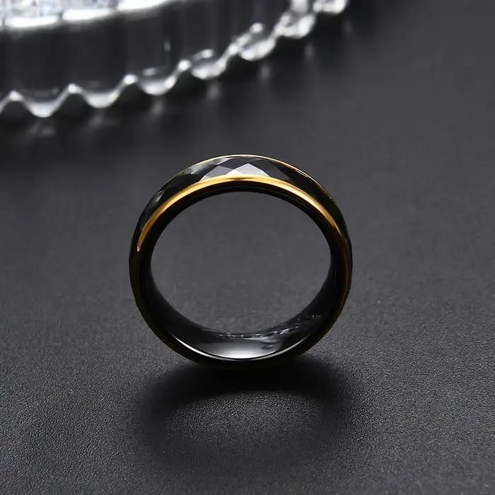 Bague à facettes en céramique dorée exquise pour femmes, 15 styles, mode minimaliste, matiques de couple, bandes de fiançailles, bijoux de mariage