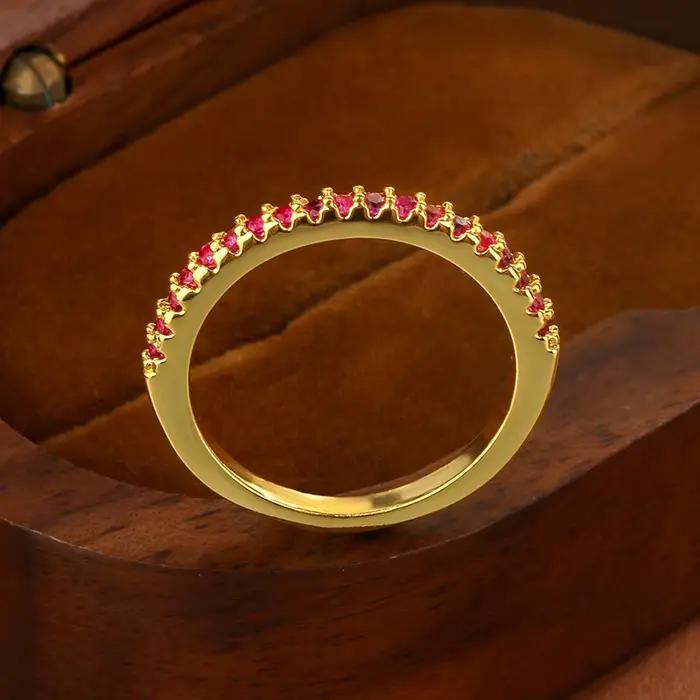 【Besteller】 Bague sertie de canal rose plaqué or 18 carats pour femme, bracelet empilable minimaliste, bijoux délicats, cadeau pour elle