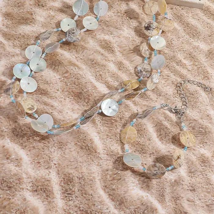 Collier de perles de coquillage multicouches à la mode, Bracelet fait à la main pour femmes, chaîne de clavicule, accessoires de bijoux de Style plage