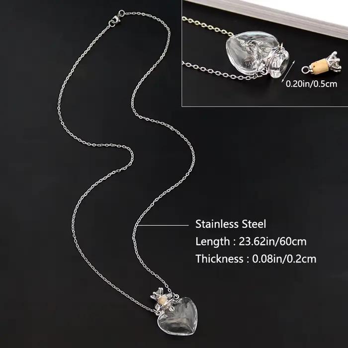 Collier avec pendentif en forme de flacon de glaçage ouvrable, goutte d'eau, cœur, chaîne en acier, souvenir, bijoux cadeau, Mini bouteilles de parfum, bijoux