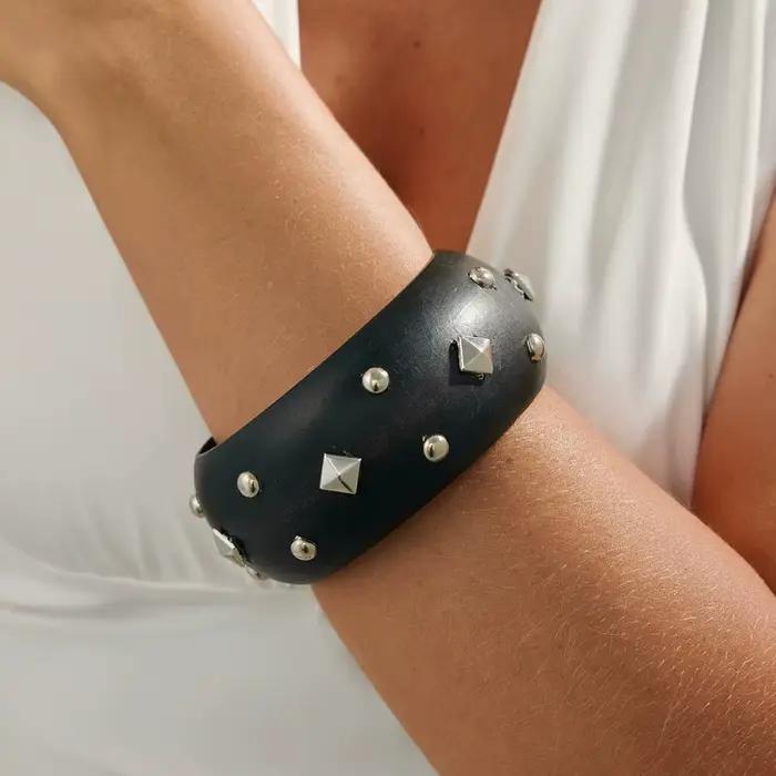 Bracelet circulaire en bois Vintage, bracelet géométrique exagéré pour femmes, bijoux à main de style punk à la mode, cadeaux
