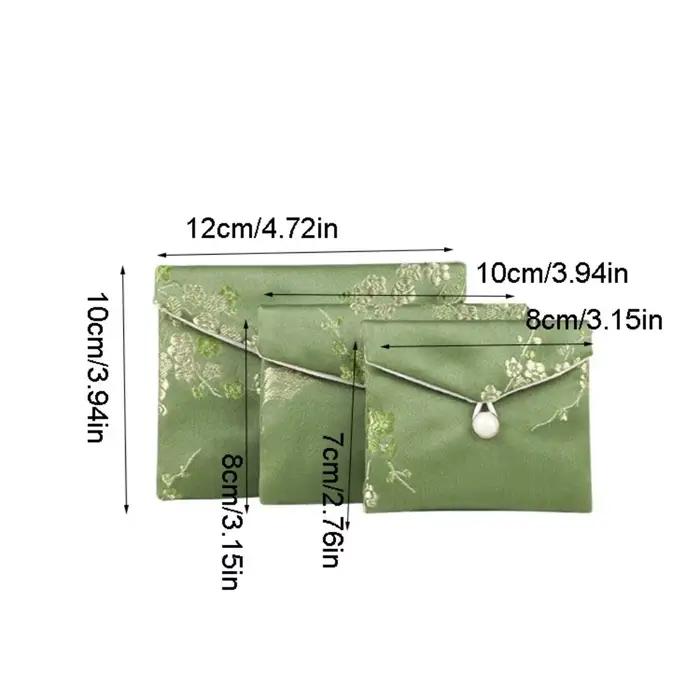 Sac à bijoux en Satin lisse, sac de rangement de bijoux floraux à boucle, sac à main brodé, portefeuille pour dames