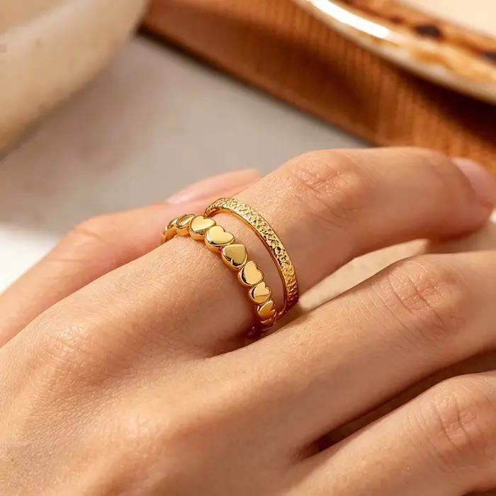 Bagues rondes unies texturées tendance pour femmes, plaquées or 18 carats, bijoux minimalistes esthétiques pour mariage, cadeaux