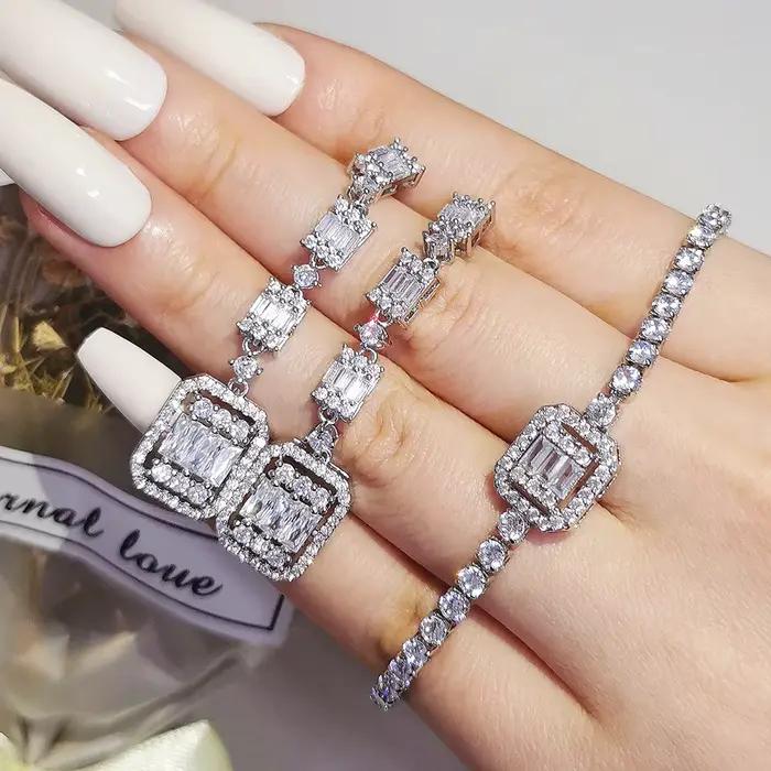 Moonso – ensemble de bijoux de luxe Vintage couleur argent, 2 pièces par ensemble, dubaï africain pour femmes de mariage, cadeau musulman turc J7229