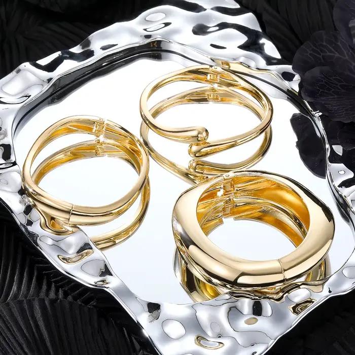 3 Styles Vintage Hip Hop métal manchette bracelets Punk or argent couleur géométrique printemps bracelets pour femme Bracelet hommes bijoux