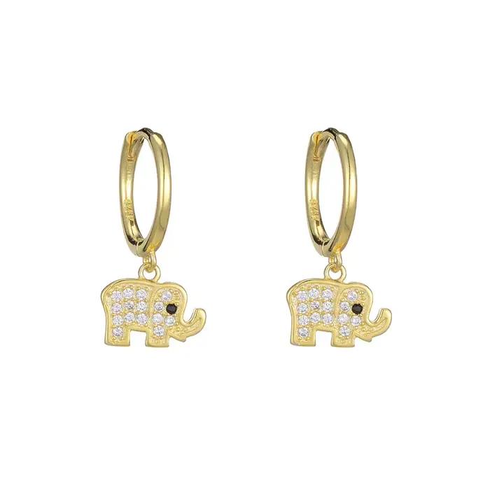 REETI réel 925 en argent Sterling cristal éléphant boucle d'oreille pour les femmes faisant des bijoux cadeau de mariage fiançailles