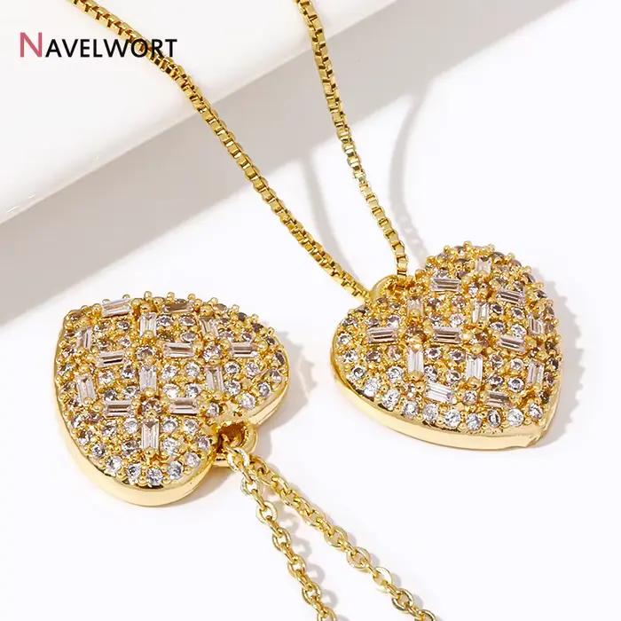 Breloques coeur plaquées or 18 carats pour bracelet et collier, accessoires exécutifs, bijoux incrustés, matériaux exécutifs