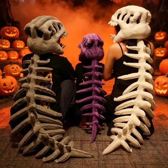 Oreiller couvre-chef squelette de dinosaure, pour fêtes de Noël, idéal pour les costumes de cosplay de fête et les oreillers Dino pour salon de canapé