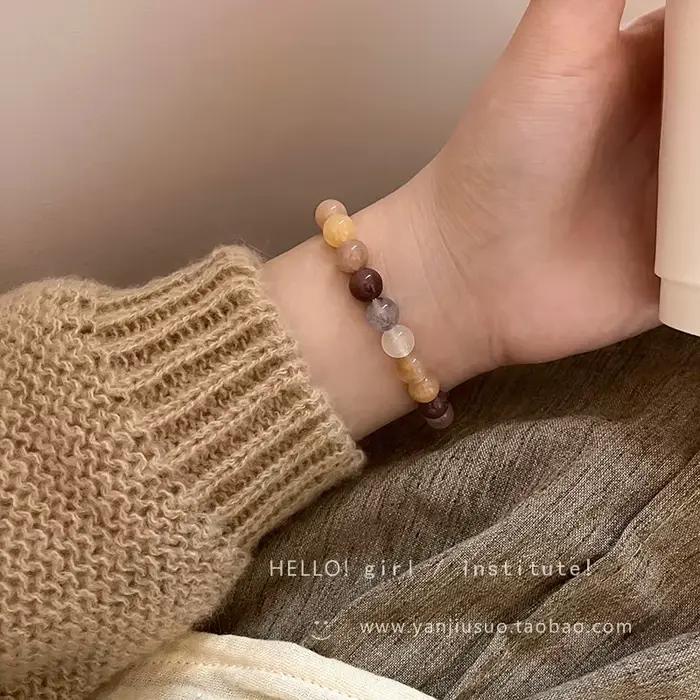 Bracelet en Jade naturel, Design Unique, rétro, minimaliste, polyvalent, haut de gamme, perles, bijoux à main, cadeau de vacances