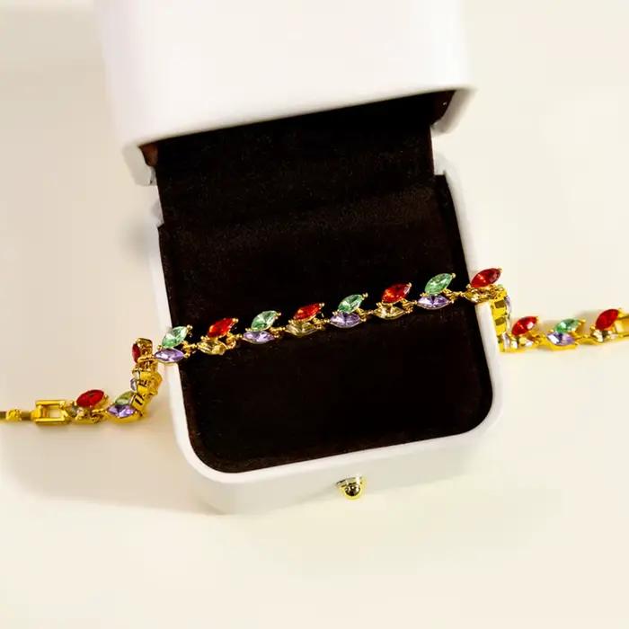Bracelets en cristal arc-en-ciel exquis et luxueux pour femmes, accessoires de mode estivaux, bijoux doux, cadeau