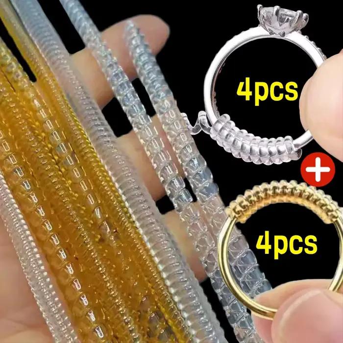 Réducteur de taille de bague, outils, anneaux à ressort en spirale réglables, tendeur Transparent Invisible, outil de redimensionnement, protection de bijoux, 8 pièces/ensemble