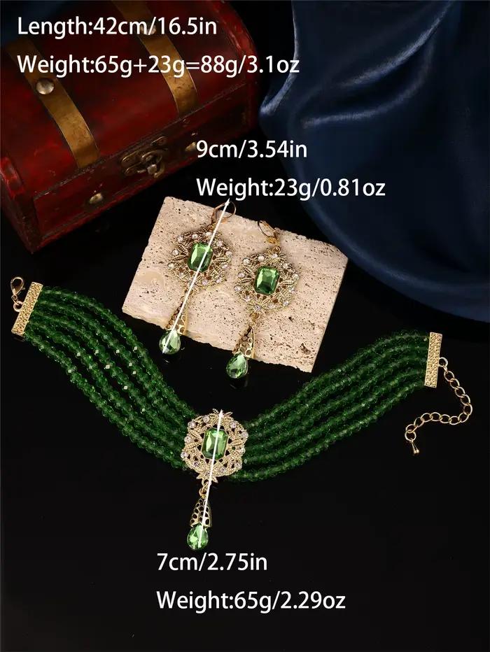 1 ensemble de bijoux collier et boucles d'oreilles faits à la main pour femmes, ensemble de bijoux de mariage de mariée au Design multicouche