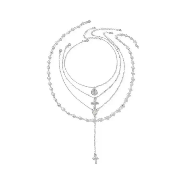 Ensemble de colliers tendance 2026 avec perles croisées vintage et perles multicouches pour femme, bijoux de cou personnalisés et accessoires de charme
