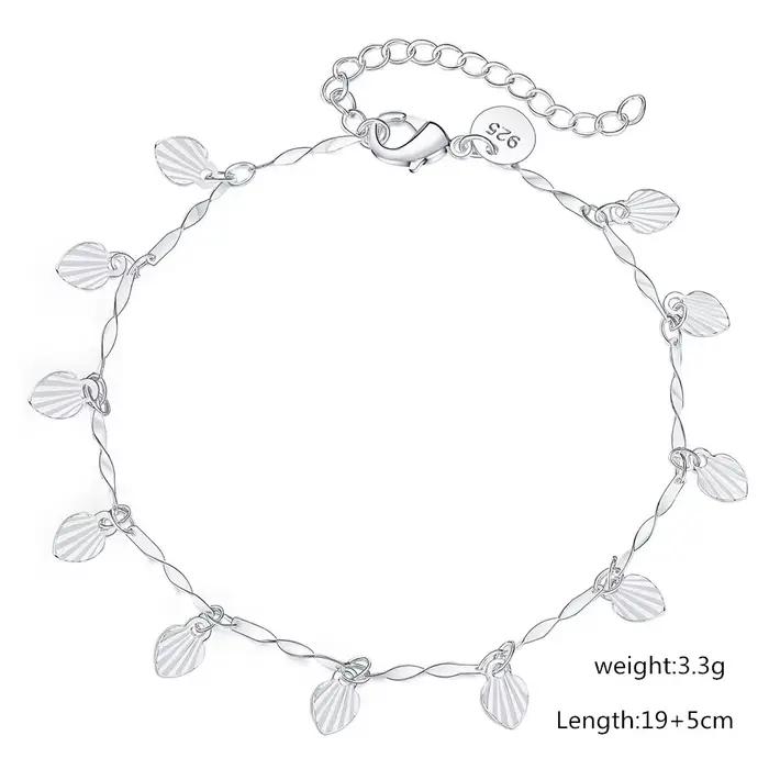 Bracelets en argent Sterling 925 pour femmes, chaîne en forme de cœur, à la mode, pour fête de mariage, pour étudiantes, cadeaux de noël, bijoux fins