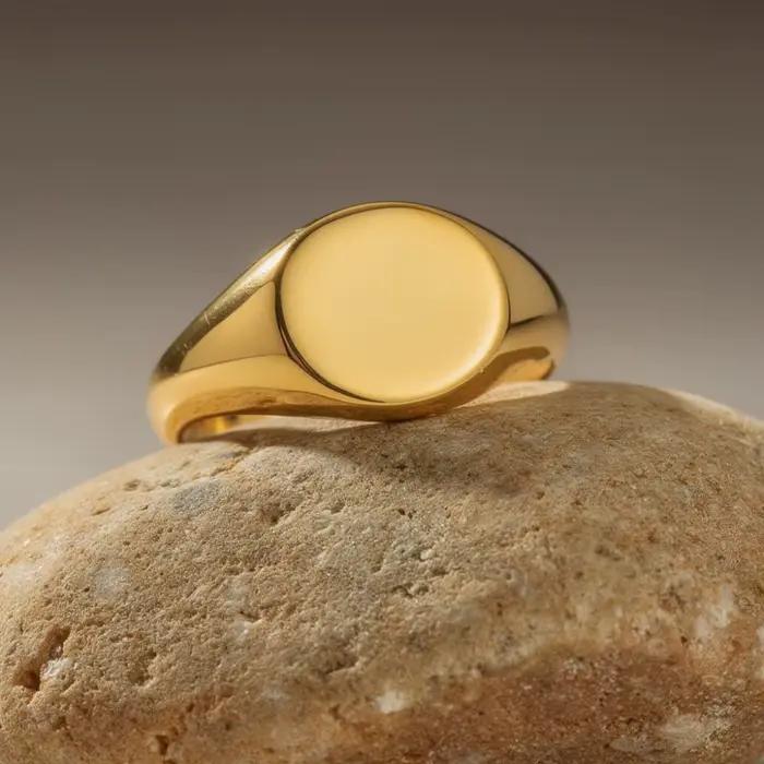 Bague ovale épaisse en acier inoxydable pour femmes et hommes, étanche, minimaliste, Vintage, pour Couple, bijoux esthétiques, cadeau
