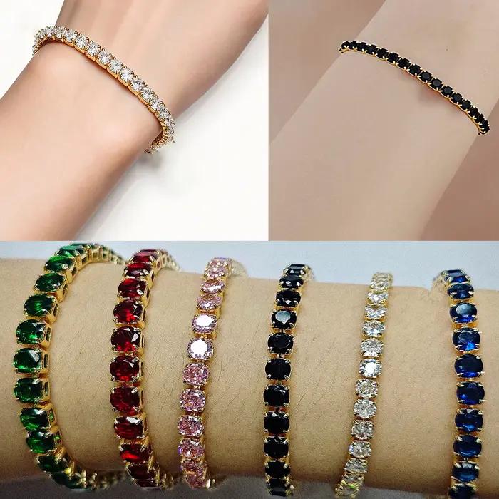 Bracelet coloré Monaco S-Clasp chaîne zircone cubique pour femmes sorties soirées événements formels