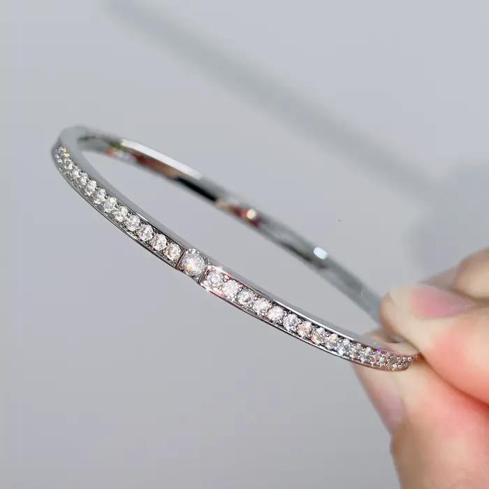 Bracelet en argent Sterling 925 pur avec diamants, Design classique, bijoux de fête, d'amitié, en argent, or Rose, 17CM