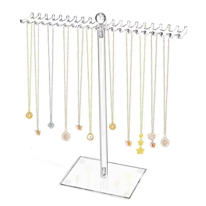 Organisateur de colliers présentoir à bijoux porte-bijoux transparent présentoir de colliers pour vitrine de table magasins vanité