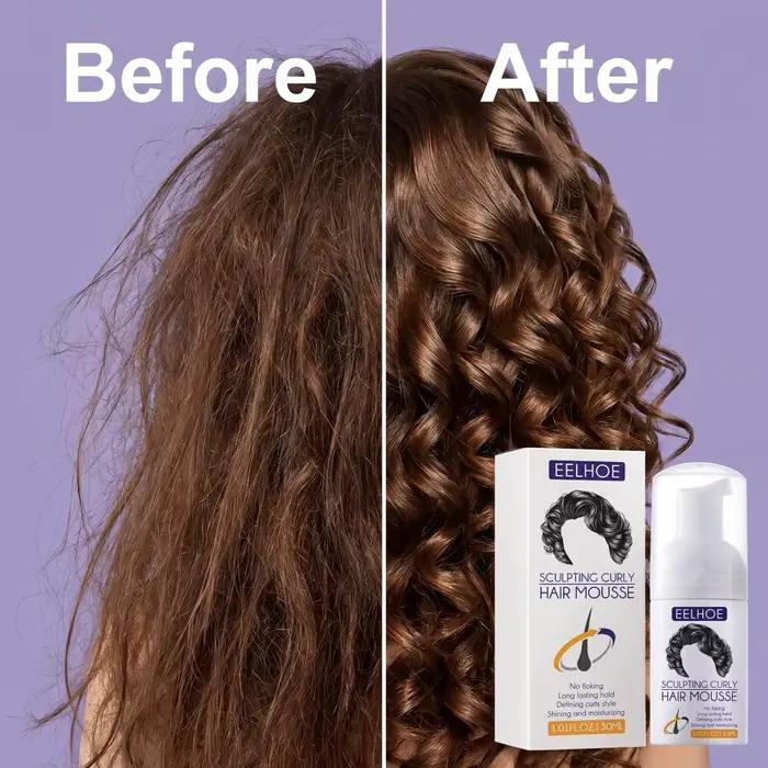 Mousse Coiffante Boucles Durables Définissante Non-Écaillante Hydratante Brillante à l'Huile de Ricin pour Cheveux Secs et Frisés