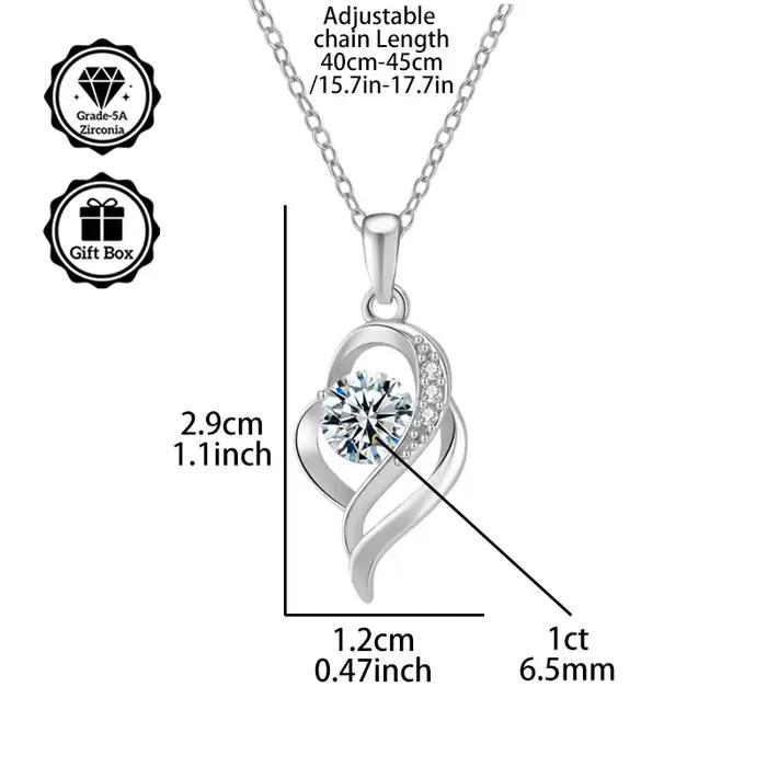 LAMVOICE bijoux pour femmes/collier hypoallergénique, cadeau de noël pour, collier en zircone 1 carat, bijoux de haute qualité