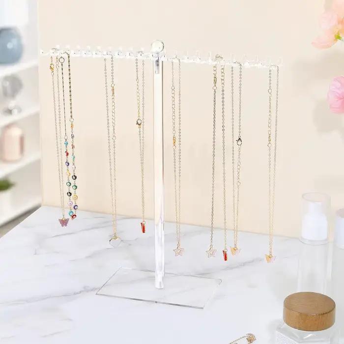 Organisateur de colliers présentoir à bijoux porte-bijoux transparent présentoir de colliers pour vitrine de table magasins vanité