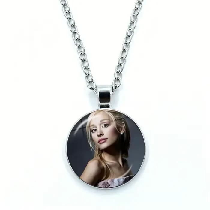 Collier Ariana Grande pour femme, bijoux, pendentif en verre cabochon, collier tendance en cristal, vente en gros