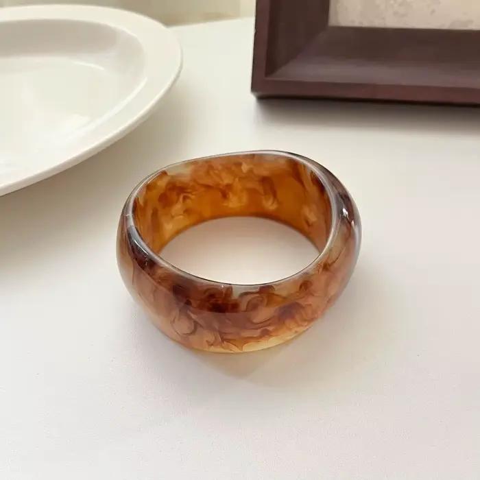 Nouveau Bracelet Manchette en Résine Large Irrégulier Épais Géométrique Effet Marbré Exagéré Massif Cadeaux