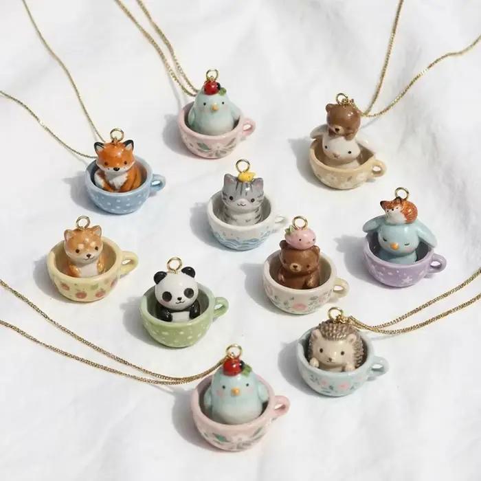 Accessoires de bijoux DIY : Pendentifs animaux de dessin animé (renard, lapin) mignons pour colliers et bracelets