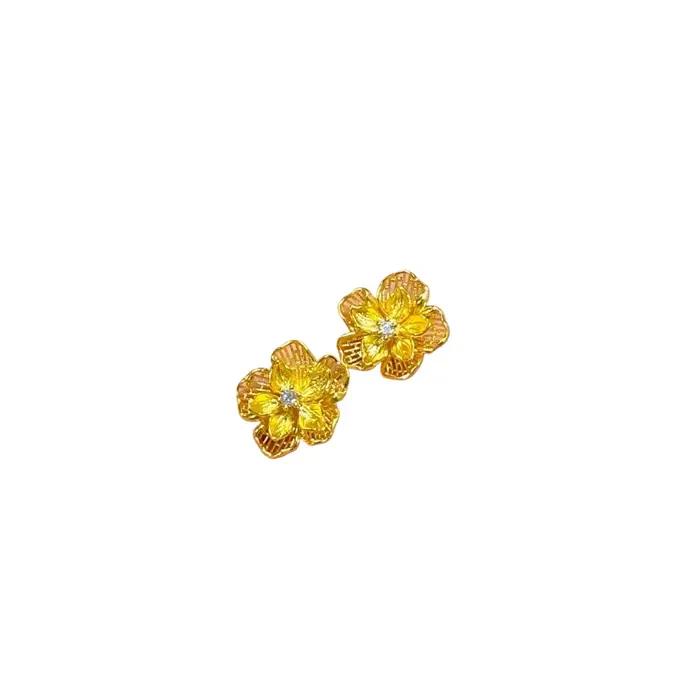 Boucles d'oreilles rétro à fleurs dorées pour femmes, design exquis et ajouré, bijoux fins Vintage de luxe, boucles d'oreilles quotidiennes