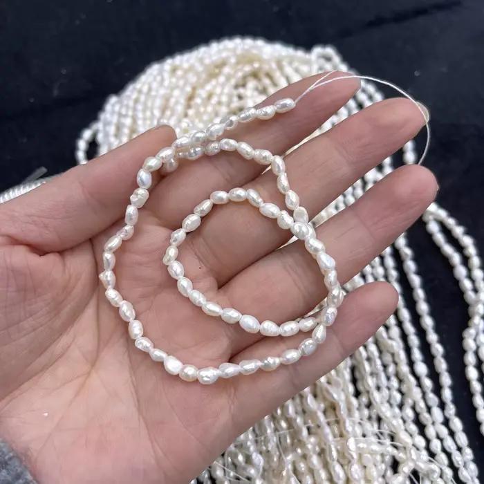 Perles Nugget naturelles d'eau douce blanches 3-4mm pour la fabrication de bijoux, boucles d'oreilles, colliers, bracelets, accessoires DIY
