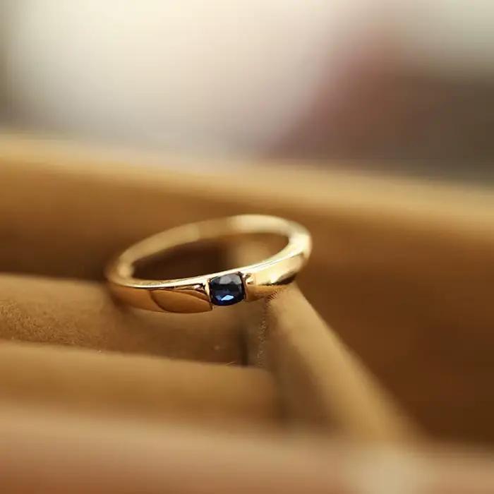 Bague de fiançailles en saphir classique, vintage, brillant, léger, luxe, style couple, matiques unisexes, fête de banquet, bijoux réglables