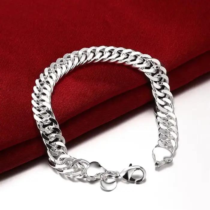 925 argent Sterling 10MM chaîne 20/24 pouces Bracelets collier ensemble de bijoux classique pour hommes mode fête mariage solide noble