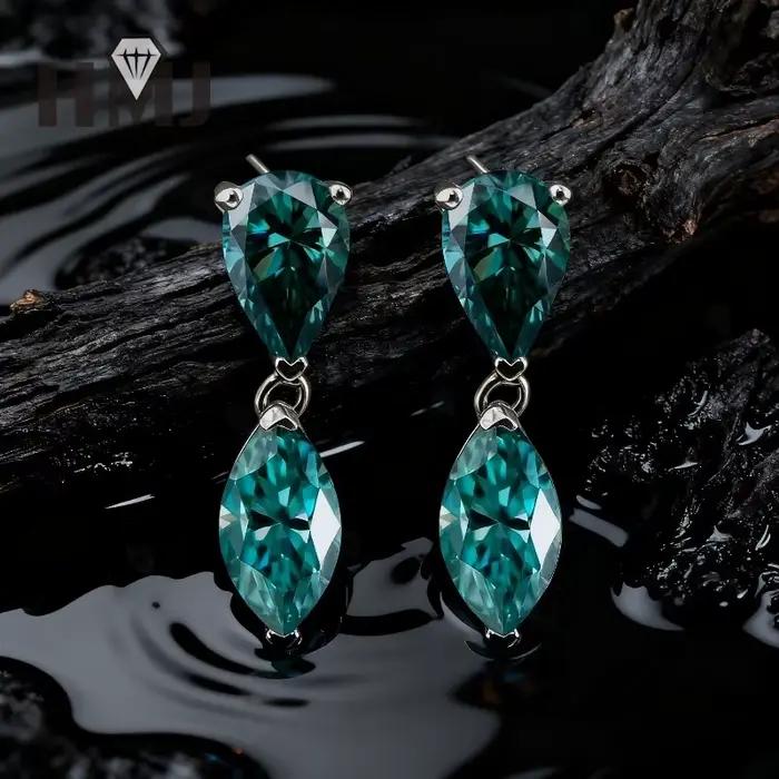 Boucles d'oreilles en forme de poire Moissanite + taille Marquise pour femmes, Design élégant double forme avec scintillant, parfait pour un usage quotidien, cadeaux spéciaux