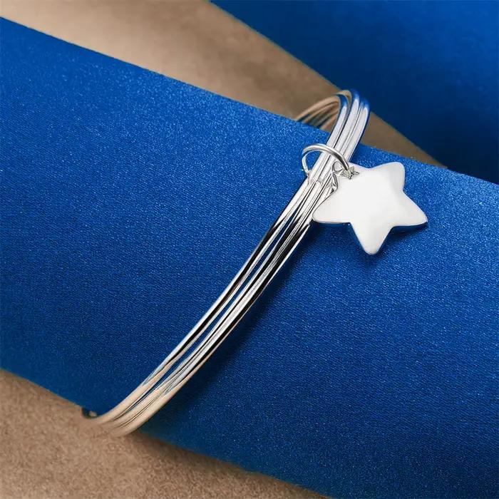 Bracelet étoile élégant en argent sterling 925, bijoux pour femmes, accessoires de mode pour mariage et fête
