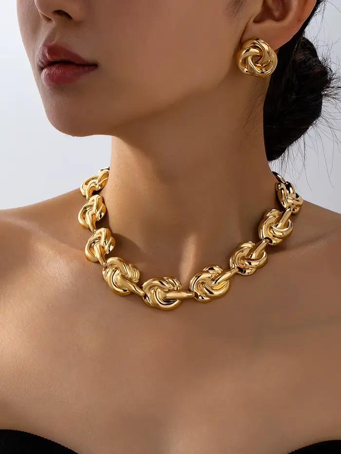 Ensemble de bijoux en métal pour femmes, élégant et polyvalent, de luxe, haut de gamme, été