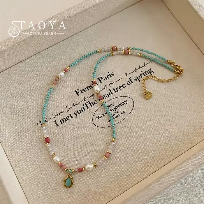 Chaîne de perles en pierre naturelle, pendentif gouttelette d'eau, bijoux à la mode pour femmes, accessoires de chaîne de clavicule Sexy, 2025