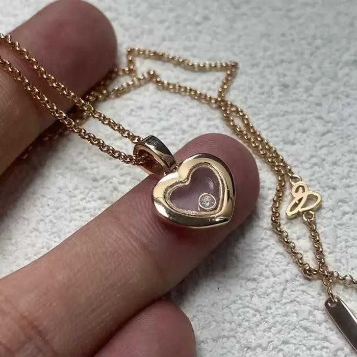 Collier classique 925 avec pendentif cœur exquis et pierre sauteuse joyeuse, ensemble pour femme, cadeau raffiné