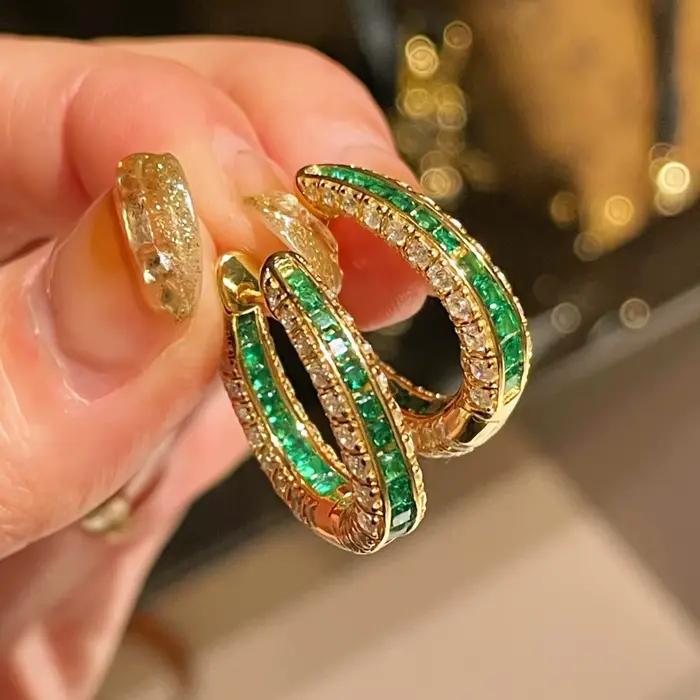 WUIHA Vintage 100% 925 argent Sterling émeraude diamants à haute teneur en carbone pierres précieuses mariage fiançailles cerceaux boucles d'oreilles bijoux fins