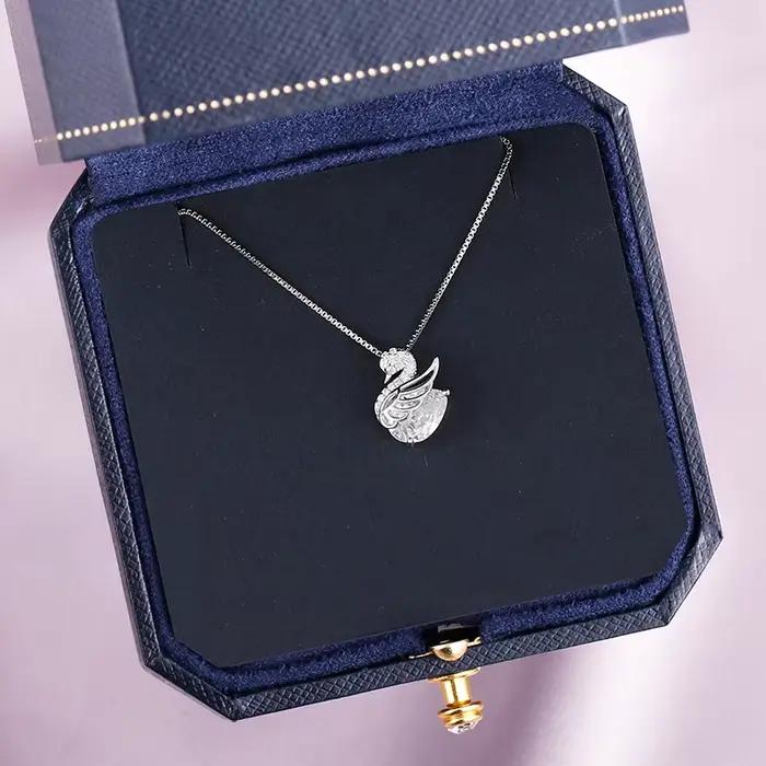 Collier pendentif petit cygne incrusté de diamants, personnalisé, à la mode, pour fête de mariage, clavicule pour dames, bijoux de vacances, cadeau