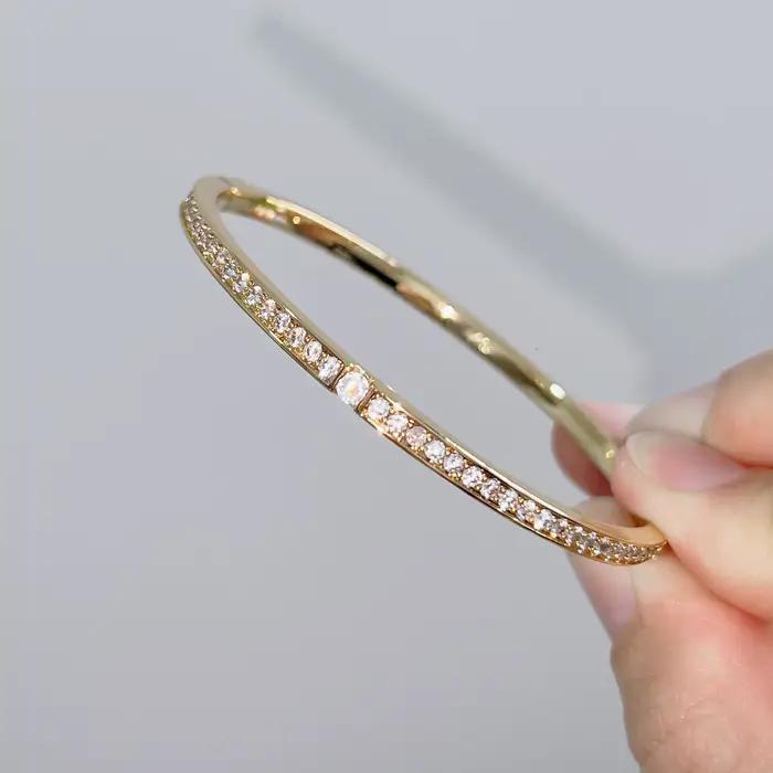 Bracelet en argent Sterling 925 pur avec diamants, Design classique, bijoux de fête, d'amitié, en argent, or Rose, 17CM