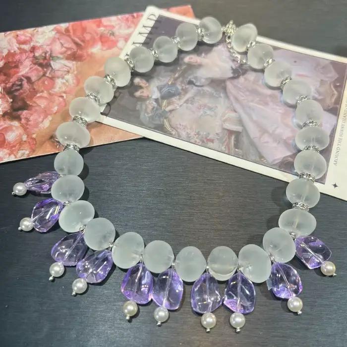 Ensemble de bijoux Vintage pour femmes, collier et boucles d'oreilles à pampilles mates, 2025