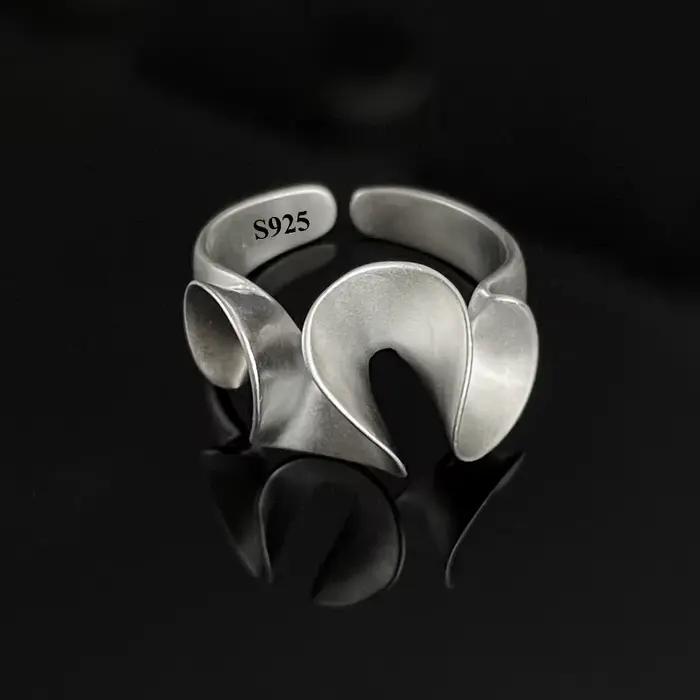 Bagues en argent Sterling 925 pour femmes, Vintage, dentelle givrée mate, bagues irrégulières, Y2K, bague de Couple, Hip Hop, bijoux à la mode