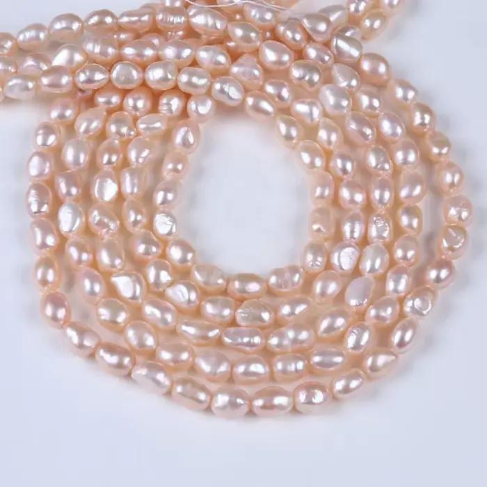8-9mm eau blanc rose violet perle de culture baroque d'eau douce perles en vrac pour les femmes bijoux à bricoler soi-même