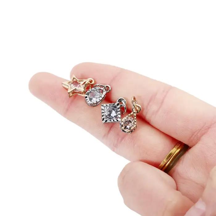 10 pièces/lot alliage or argent couleur strass coeurs breloques pour boucles d'oreilles colliers bricolage amour breloques fabrication de bijoux accessoires